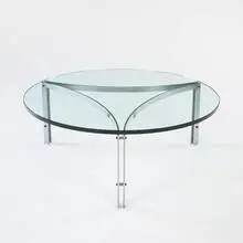 coffee table by Preben Fabricius and Jørgen Kastholm, c. 1968, stainless steel, glass, sold Mar 2006