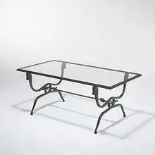 Ramsay, coffee table, c. 1940, wrought iron, glass