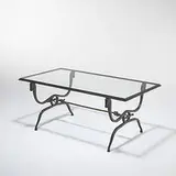 Ramsay, coffee table, c. 1940, wrought iron, glass