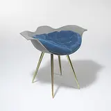 Franco Campo and Carlo Graffi, stool, 1953, felt coated steel, brass, velvet