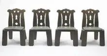 Robert Venturi, Chippendale dining chairs, set of twelve, 1984, laminated plywood, leather
