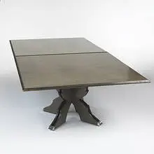 Robert Venturi, Urn-base dining tables, pair, 1984, laminated plywood, chrome-plated steel