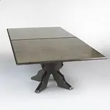 Robert Venturi, Urn-base dining tables, pair, 1984, laminated plywood, chrome-plated steel