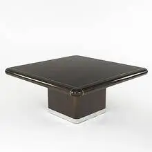 Karl Springer, Regency dining table, c. 1970, lacquered rosewood, chrome-plated steel