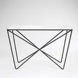 Darrell Landrum, console table, c. 1955, enameled steel, carrara marble