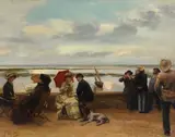Gustave François Lasellaz, By the seaside, oil on canvas