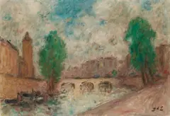 Georges d'Espagnat, Vue de Paris: Pont Neuf, circa 1930, oil on canvas
