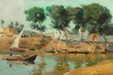 Frank Dean, Boating on the Nile, oil on canvas