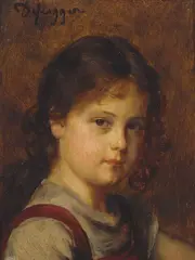 A portrait of a young girl by Franz Defregger, oil on panel, sold Nov 2021