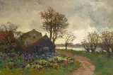 Jan Hillebrand Wijsmuller, A rural farmhouse with a cabbage field, oil on canvas