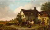 Thomas Smythe, A moment's rest outside Swan Tavern, oil on canvas