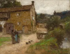 Léon Augustin Lhermitte, The farmyard, pastel on paper