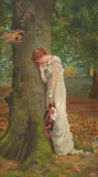 Awaiting her beloved by Continental School, oil on canvas, sold Aug 2021