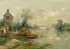 Maurice Levis, Saint Leonard; La Seine à la Frette (a pair), both oil on canvas