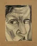 Otto Freundlich, Selbstbildnis, 1918, Bleistift auf Papier, vom Künstler auf braunen Karton montiert