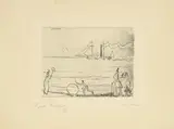 Lyonel Feininger, Am Strande (Spaziergänger am Ufer), 1910, Radierung auf chamoisfarbenem Bütten