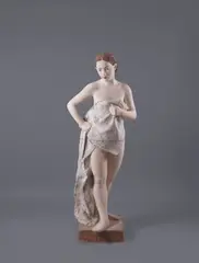 Robert Metzkes, Stehender Akt mit Tuch, 2003, Terracotta, engobiert, zweiteilig