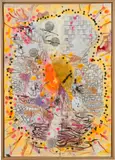 Daniel Richter, W + W (Wille und Weg) II, 1997, Aquarell, Sprayfarbe, Bleistift und Klebestreifen auf Papier