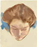 Lotte Laserstein, Frauenkopf mit hochgesteckten Haaren“. Wohl Anfang 1930er-Jahre