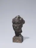 Georg Kolbe, Kopf Genius, 1927, Bronze mit schwarzer Patina, auf Steinsockel montiert