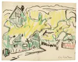 Landschaft bei Dresden by Ernst Ludwig Kirchner, 1909, Farbkreiden auf Papier, sold Jun 2012