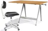 Friso Kramer & De Cirkel Ahrend, Drafting desk and drafting stool (2), c. 1955, N.V. de Cirkel