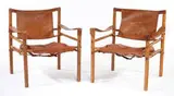 Arne Norell, Pair of leather Safari chairs (2)