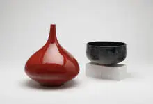 William Pillin, Red vase, c. 1950s, Studio