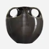 Fulper Pottery, four-handled vase, 1917-23, Mirror Black glazed earthenware