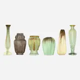 Fulper Pottery, collection of six bud vases, 1909-20, glazed earthenware