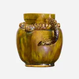 snake vase by George E. Ohr, 1895-96, glazed earthenware, sold Jun 2020