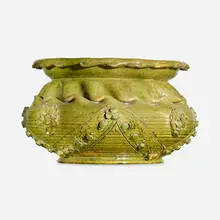 vase by George E. Ohr, 1895-96, glazed earthenware, sold Jun 2020