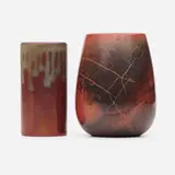Marblehead Pottery, vases, set of two, 1908-20, oxblood glazed earthenware