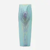 Early vase with peacock feathers by Artus Van Briggle for Van Briggle Pottery, 1903, glazed earthenware, sold Jun 2020