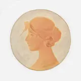 Early and Rare portrait plaque by Artus Van Briggle for Van Briggle Pottery, 1902, unglazed stoneware, glazed earthenware, sold Jun 2020