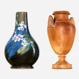 vases, set of two by Chelsea Keramic Art Works, c. 1880, burnished earthenware, glazed and enamel decorated earthenware, sold Jun 2020