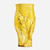 Chelsea Keramic Art Works, Rare "hammered" metal-form vase with blue bells, c. 1880, glazed earthenware