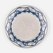 Rare and Early dolphin plate by Dedham Pottery, 1891-95, glazed earthenware, sold Jun 2020