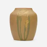 Frederick Walrath, vase with lillies, 1908-18, glazed earthenware