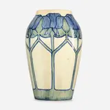 Early vase with tulips by Ada Lonnegan For Newcomb College Pottery, 1904, glazed earthenware, sold Jun 2020