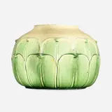 Rare and Early vase with leaves by Grueby Faience Company, c. 1898, glazed earthenware, sold Jun 2020