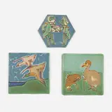 Grueby Faience Company, Rare tiles, set of three