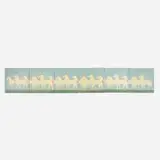 Rare tile frieze by Addison LeBoutillier for Grueby Faience Company, c. 1902, glazed earthenware decorated in cuenca, sold Jun 2020