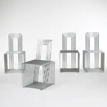 attribution Verner Panton, wire chairs, set of four, 1971, chrome-plated steel