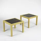 Edward Wormley, Constellation side tables, pair, c. 1957, lacquered wood, walnut, laminate