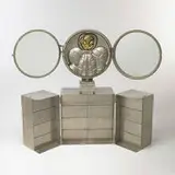 Miguel Ortiz Berrocal, Paloma jewelry chest and vanity, 1970-1973, nickel-plated bronze, mirrored glass, brass