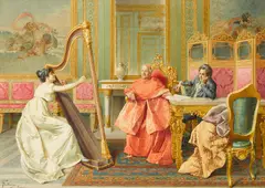 Federico Ballesio, A favorite melody, watercolor on paper