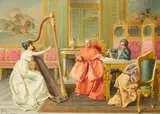 Federico Ballesio, A favorite melody, watercolor on paper