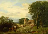 James Peel, An English homestead in Surrey, oil on canvas