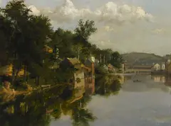 Jennie Brownscombe, Along the river, oil on canvas
